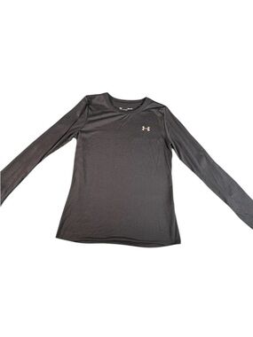 Under Armour HeatGear Long Sleeve Shirt Womens Tech Crew S Black Athletic Top